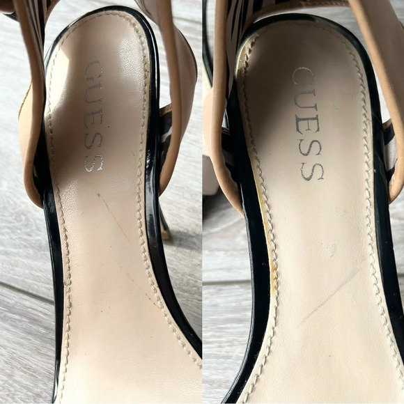 Guess Black Tan Ankle Strappy Heeled Sandals - Picture 7 of 12